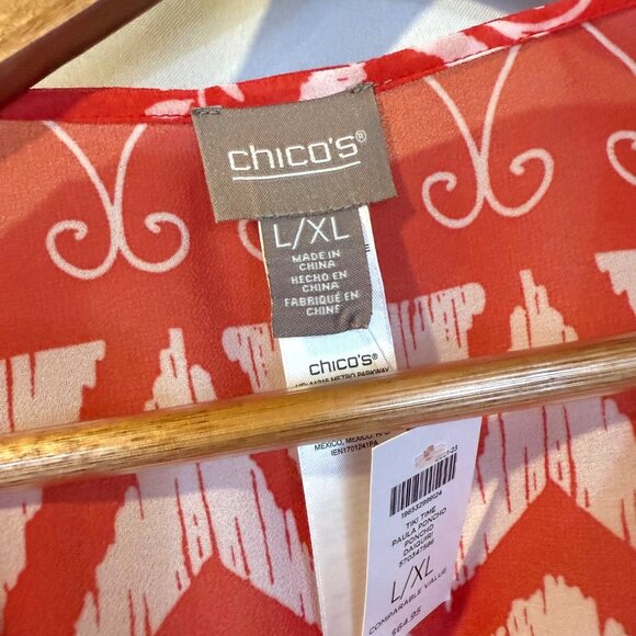 Chico's Red and White Patterned Tunic - Picture 3 of 5